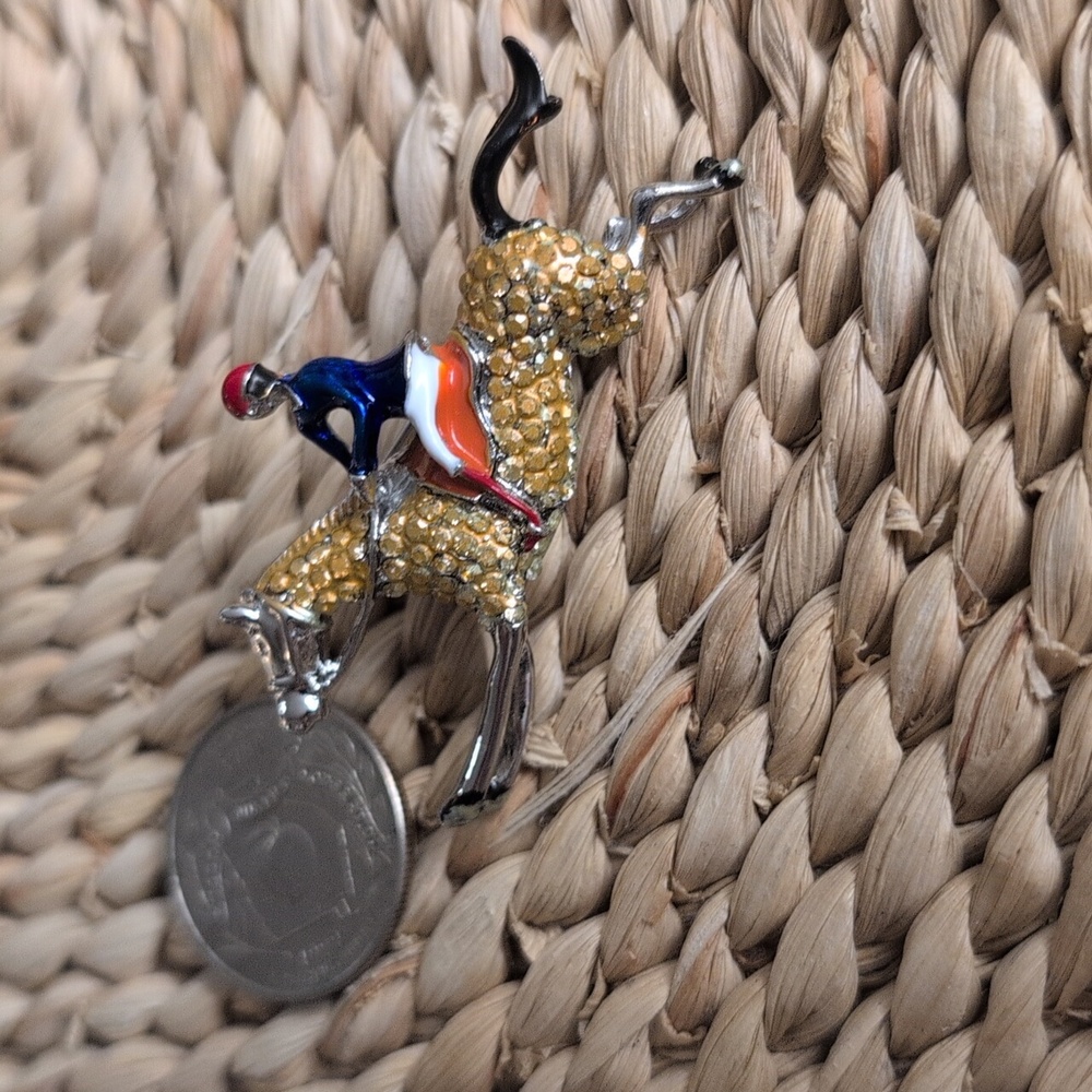 Vintage Equestrian Brooch with Rhinestones